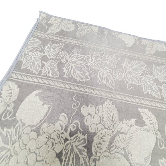 Vtg Green Cloth Napkins Jacquared Satin 16" Set Of 4 Pear Grape Ivy Fabric Olive - Picture 4 of 14